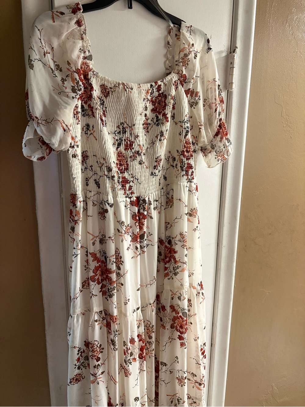 Collection Floral Smocked Midi Dress Cottagecore Puff Sleeve Dress Large